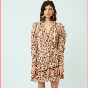 ULLA JOHNSON Marielle Tunic Floral Printed Cotton Ruffle Mini Dress 6